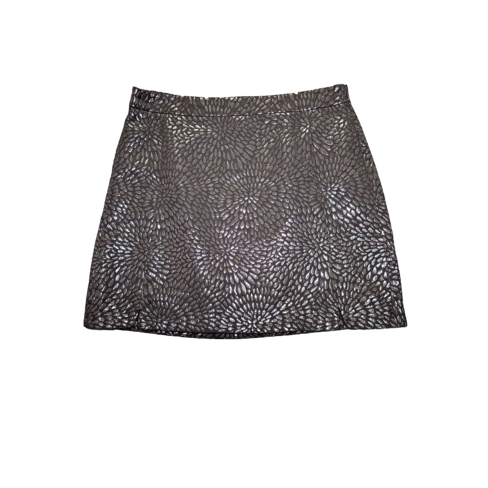 LOFT‎ Skirt Black Womens 12 Shimmer Splash Mini Metallic Jaquard Boho NWT